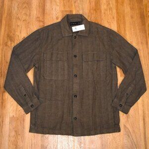 NWT Abercrombie & Fitch Men's Brown Houndstooth Button Front Shirt Medium Tall